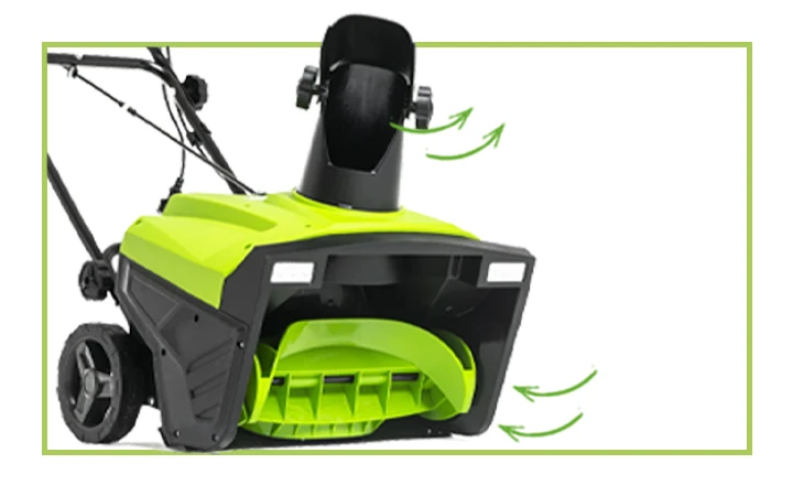 Одноступенчатая система очистки Компактный и легкий снегоуборщик с одноступенчатой системой очистки.