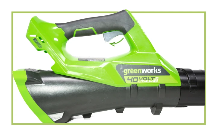 Быстрый запуск воздуходува Для запуска воздуходува необходимо только нажать на курок включения.