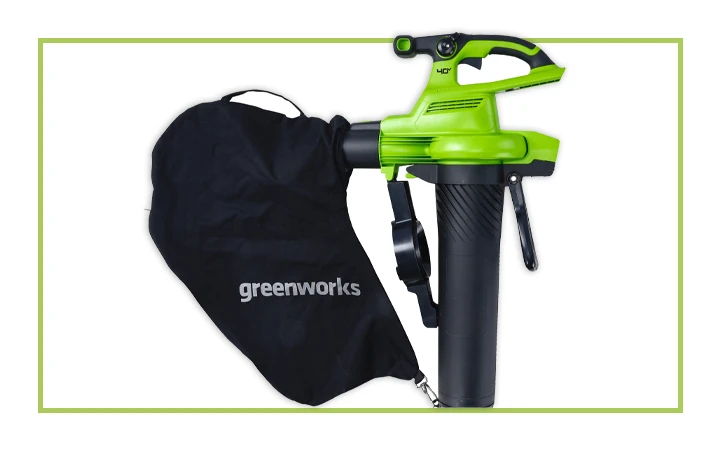 Воздуходув-садовый пылесос с мешком для мусора Воздуходув может работать также в режиме пылесоса и собирать листья и мелкий мусор в специальный мешок.