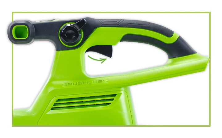 Быстрый запуск Для запуска воздуходува необходимо только нажать на курок включения.