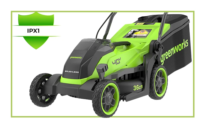 Степень защиты IPХ1 Дека газонокосилки выполнена из ударопрочного пластика