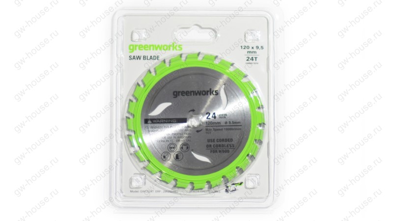  Пильный диск по дереву для циркулярной мини пилы Greenworks, 120х9,5 мм, 24T (0)