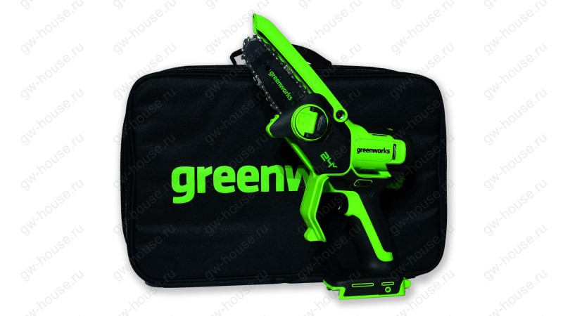 Купить Цепная мини пила аккумуляторная Greenworks G24MCS10, 24V, 10см ...